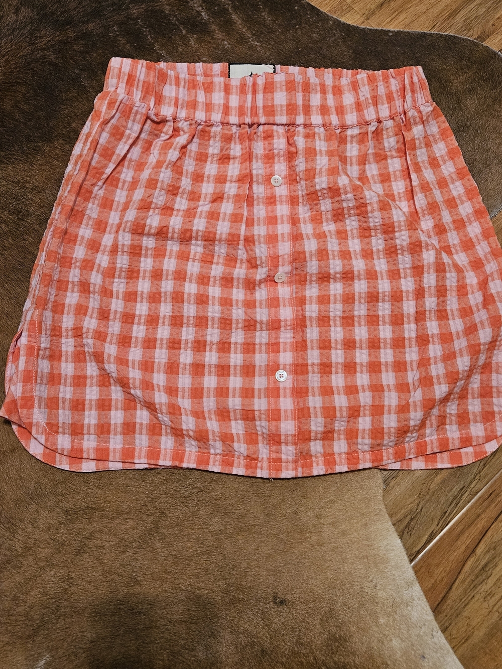 Tuckernuck Orange Gingham Seersucker Skirt Xsmall